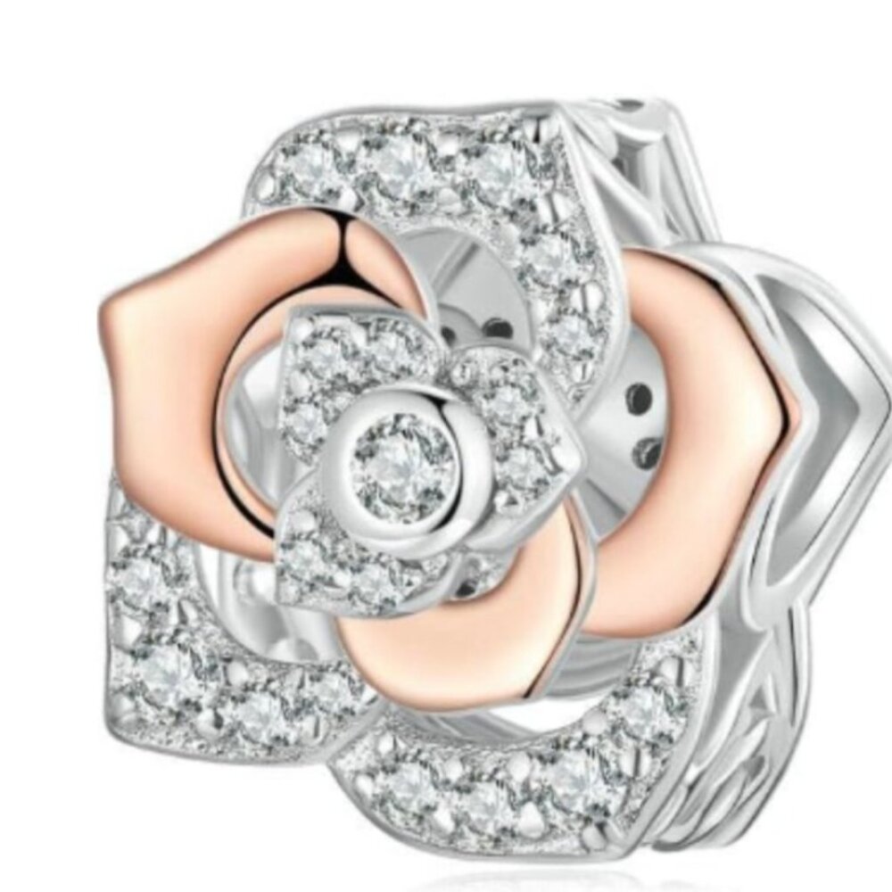 Sparkling Rose Charm Compatible With Pandora Brac… - image 4